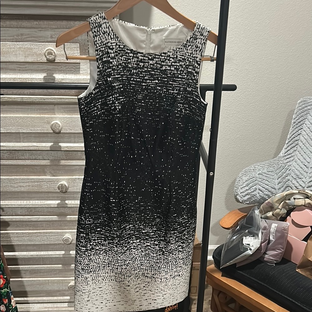 Ann Taylor Silver and White Sequin Sheath Midi Dress